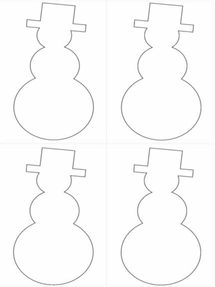 Dibujos para colorear: Muñecos de nieve | Dibujos para cortar y colorear