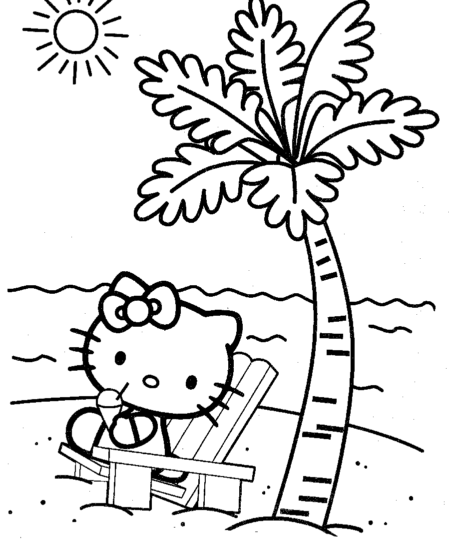 Dibujos para colorear Hello Kitty en la playa | Dibujos para cortar y  colorear