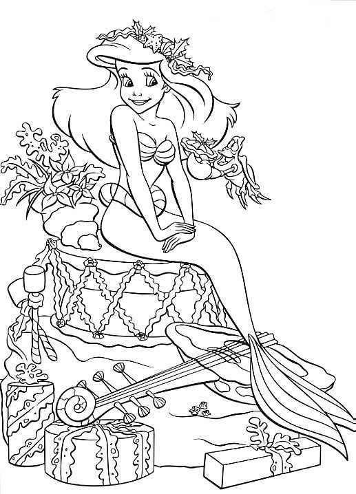 Dibujos para colorear Disney | Ariel, la Sirenita, de cumpleaños | Dibujos  para cortar y colorear