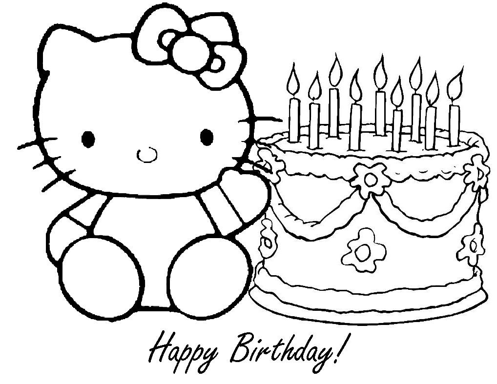 Dibujos para colorear Hello Kitty cumpleaños | Dibujos para cortar y  colorear