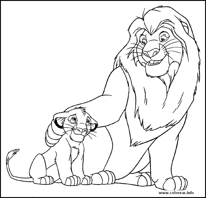 Colorea al Rey León y Simba, personajes de Disney Channel | Dibujos para  cortar y colorear