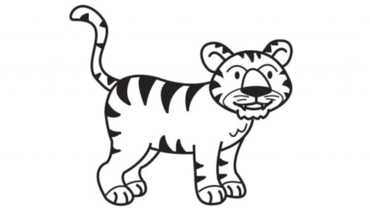 Colorear animales del zoológico | Tigre | Dibujos para cortar y colorear