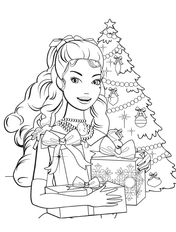 Dibujos para colorear de Barbie Navidad (II) | Dibujos para cortar y  colorear
