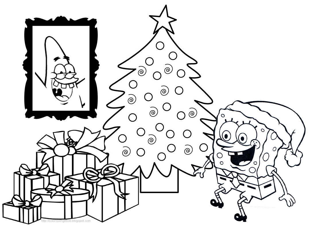 Dibujos para colorear de Bob Esponja en Navidad