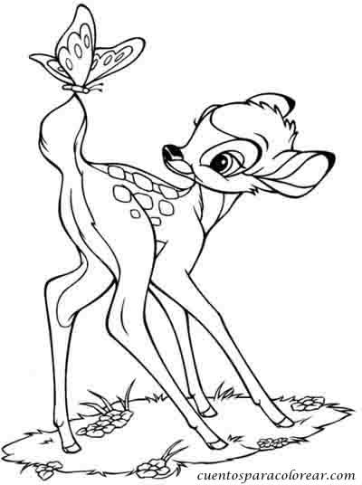 Dibujos para colorear Disney personajes | Bambi | Dibujos para cortar y  colorear