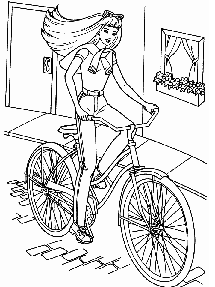 Dibujos para colorear de Barbie: De paseo en bicicleta