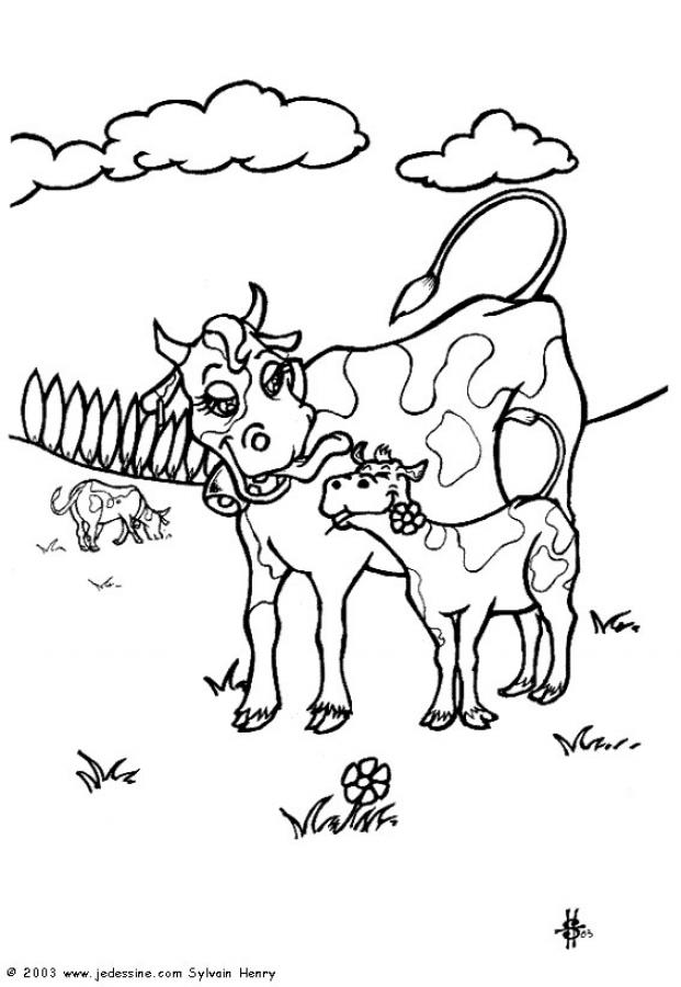 Dibujos para colorear animales de granja | mamá vaca