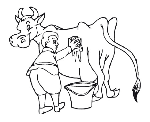Dibujos para colorear animales de granja | bañando al toro