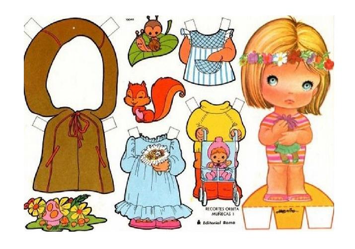 Recortable de muñecas | Dibujos para cortar y colorear