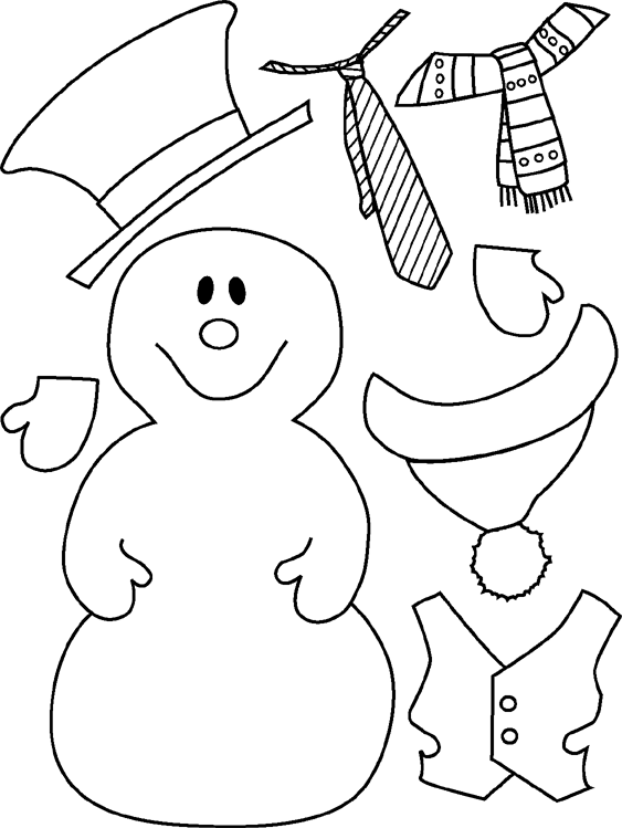 Recortables de Navidad | Muñeco de nieve | Dibujos para cortar y colorear