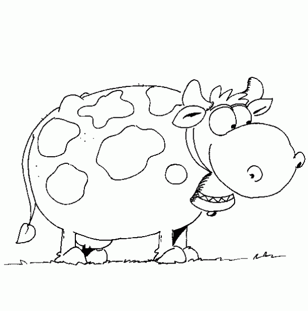 Dibujos para colorear animales de granja | vaca feliz