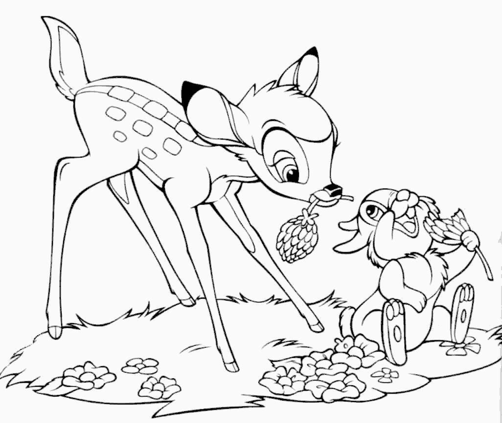 Dibujos para colorear Disney Junior | Bambi y su amigo conejo