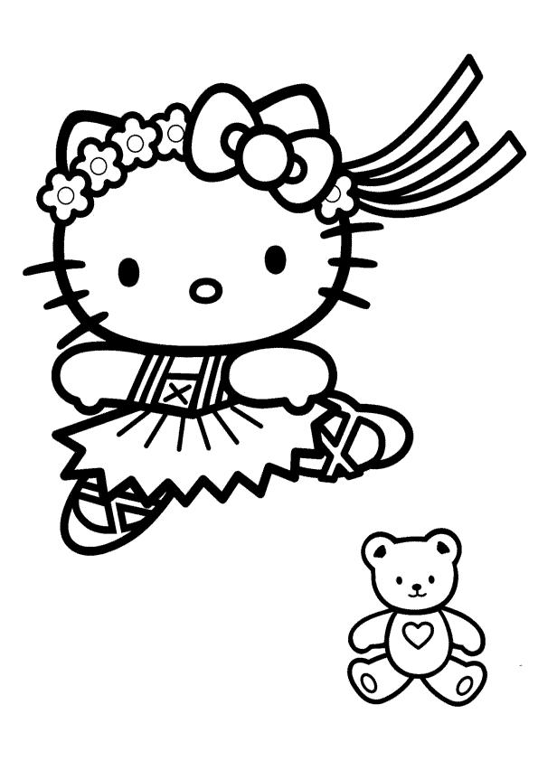 Dibujos para colorear Hello Kitty bailando ballet