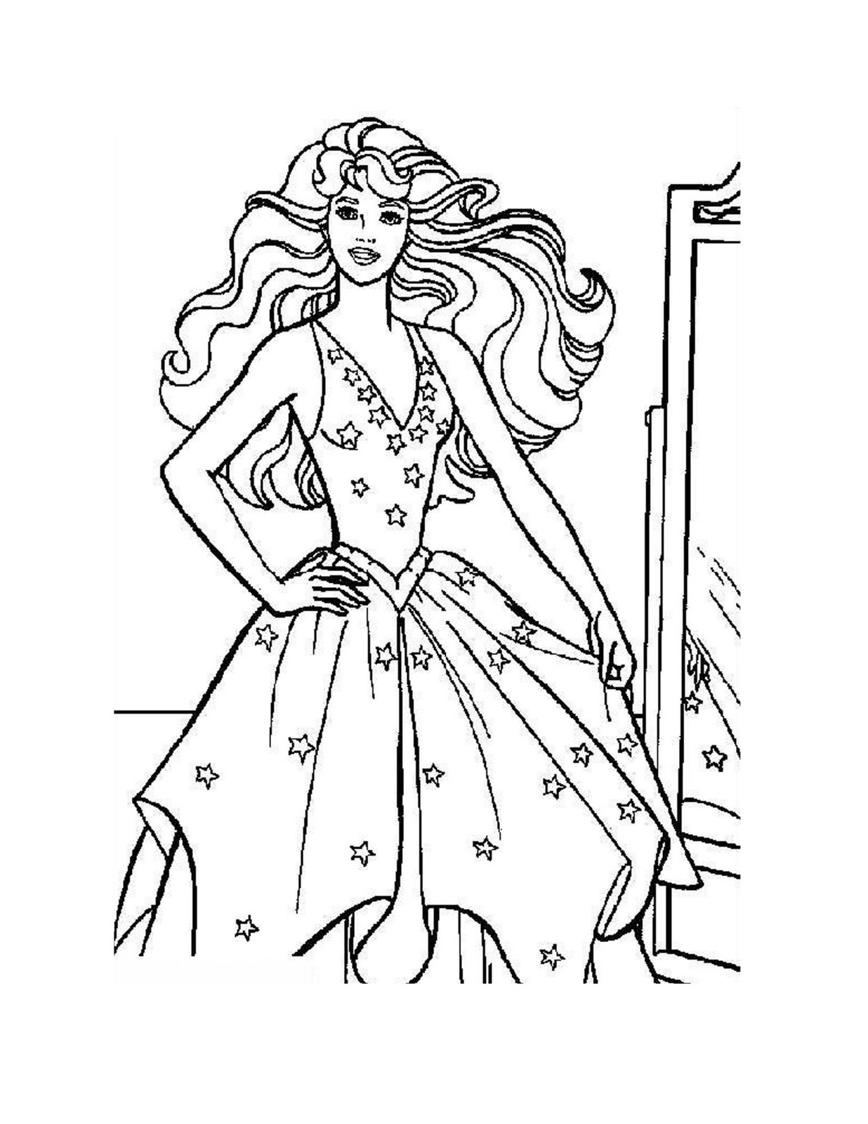 Dibujos para colorear de Barbie princesa | fiesta de noche