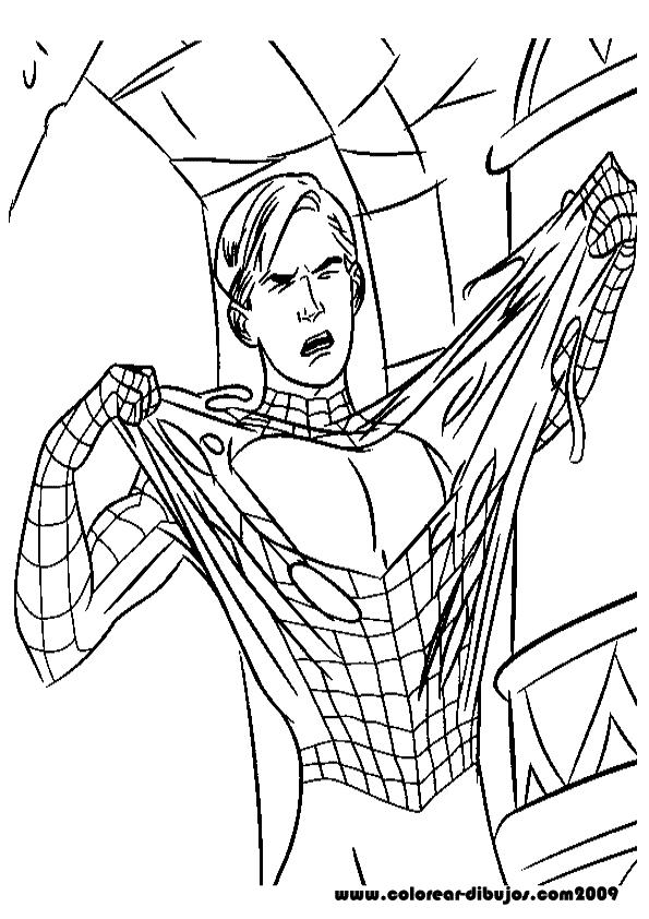 Dibujos para colorear de Spiderman Peter Parker se quita la mascara