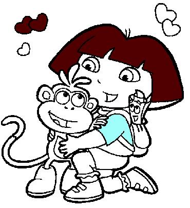Dibujos para pintar en el ordenador de Dora la Exploradora y su mono