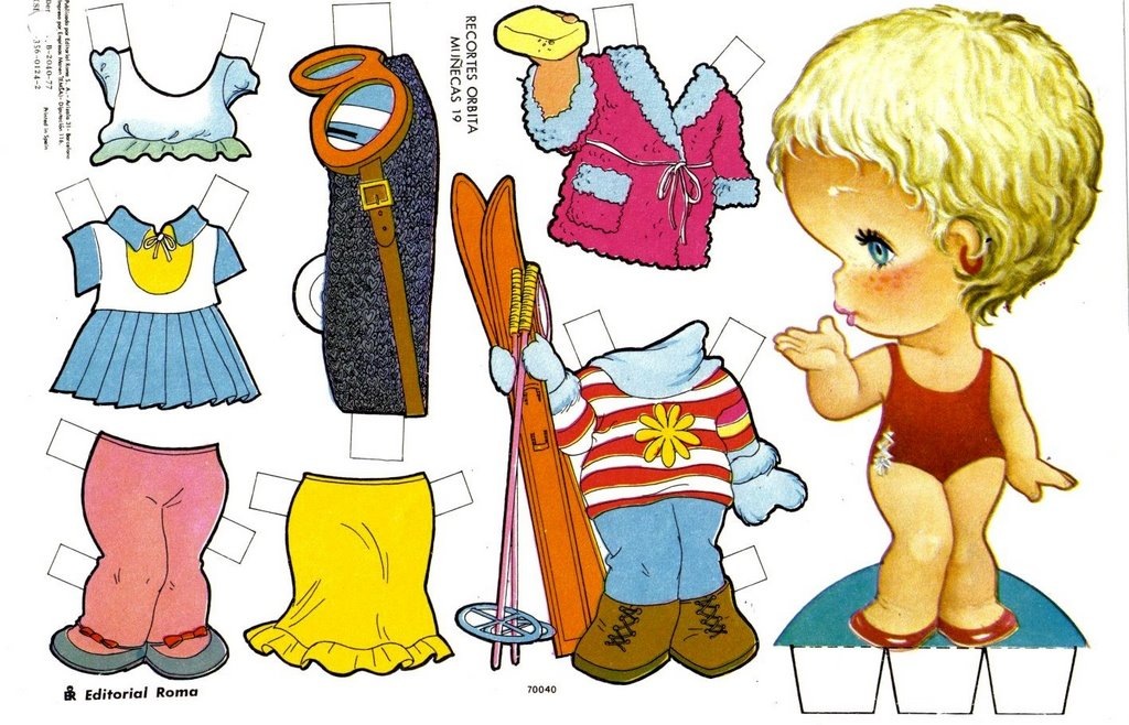 Recortable de muñecas antiguas | Brenda | Dibujos para cortar y colorear