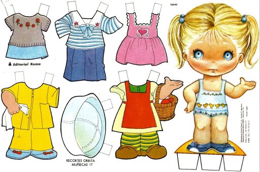 Recortable de muñecas antiguas | Rebeca | Dibujos para cortar y colorear