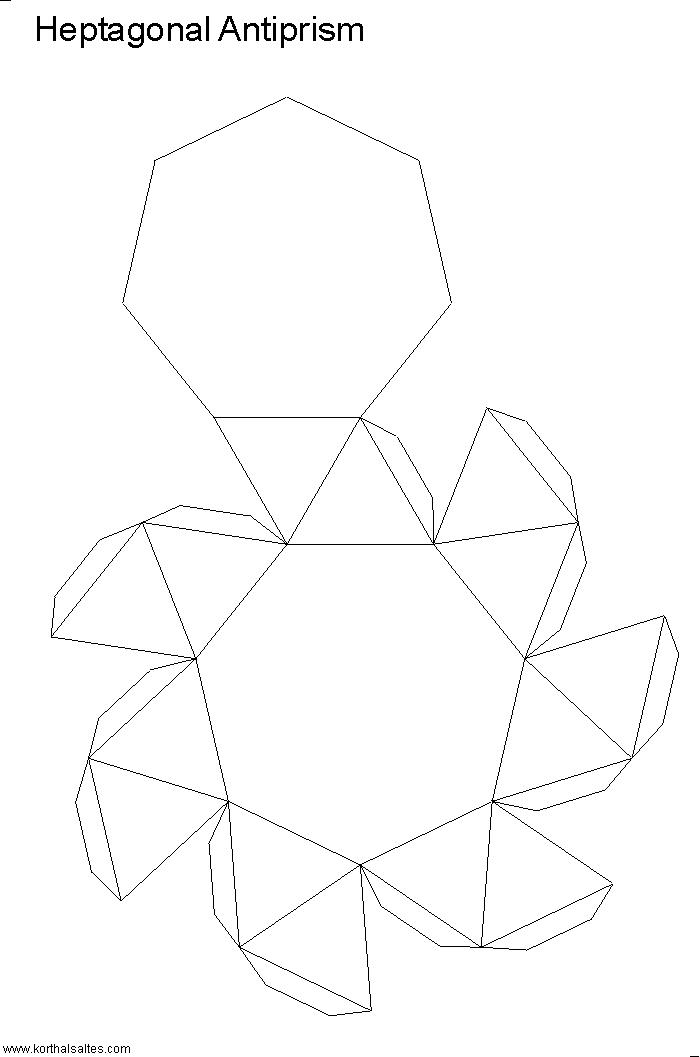 Recortables de figuras geométricas| Antiprisma heptagonal | Dibujos para  cortar y colorear