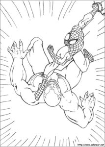 Dibujos para colorear a Spiderman en batalla