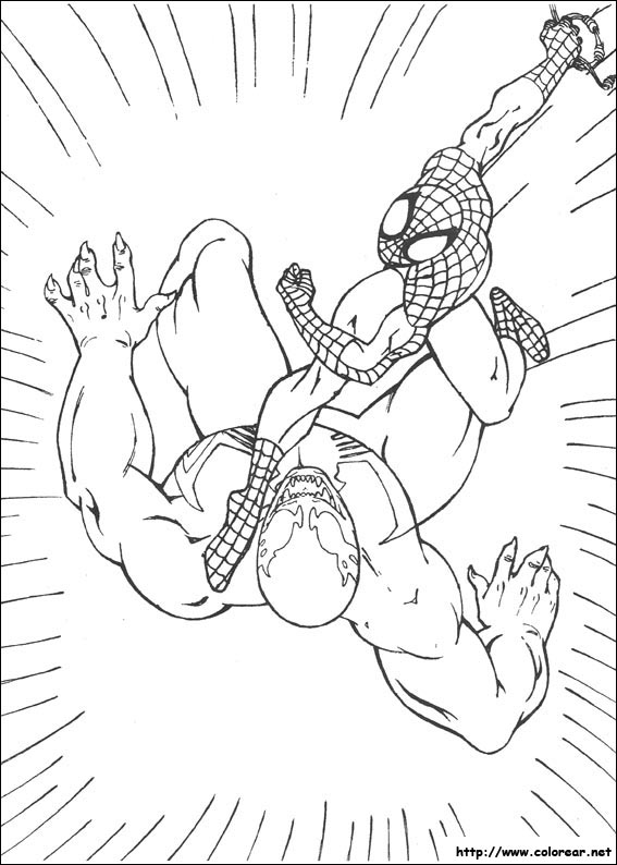 Dibujos para colorear a Spiderman en batalla