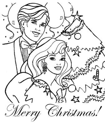 Dibujos para colorear de Barbie Navidad | Barbie y Ken