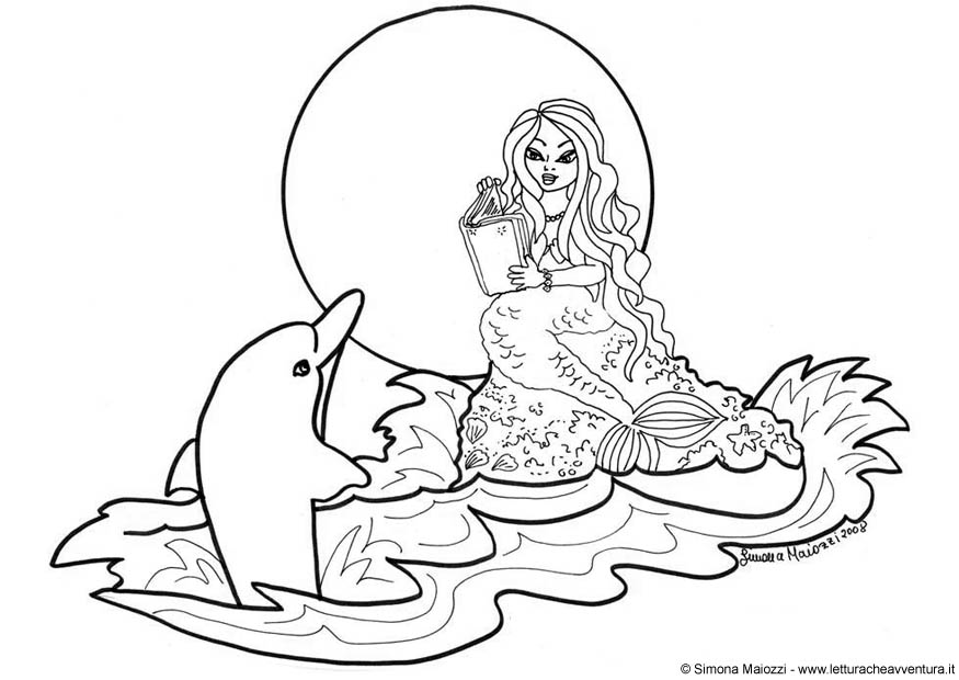 Dibujos para colorear de Barbie sirena y su delfín