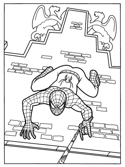 Dibujos para colorear de Spiderman rescatando un auto