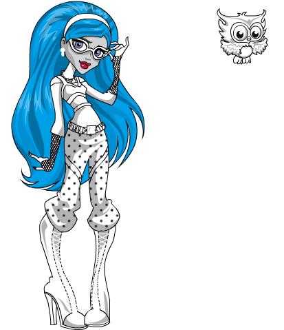 Dibujos para pintar en el ordenador de Monster High | Ghoulia Yelps y su buho