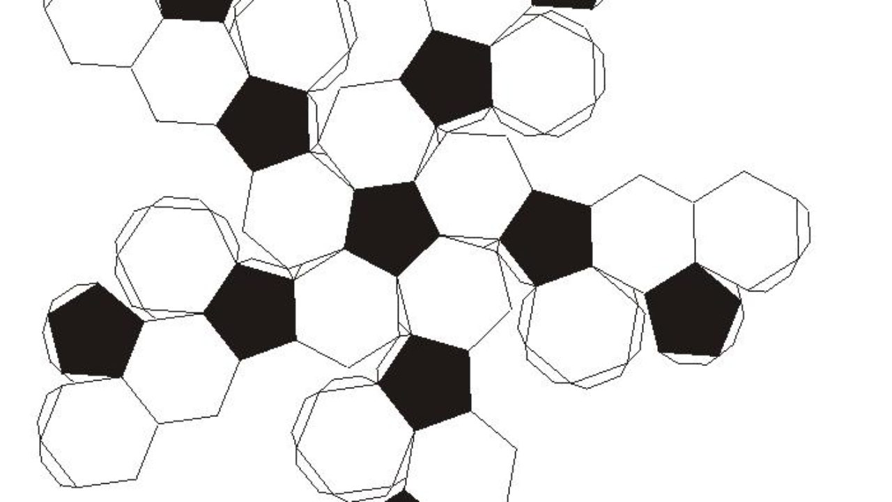 Recortables de figuras geométricas | Icosaedro truncado | Dibujos para  cortar y colorear