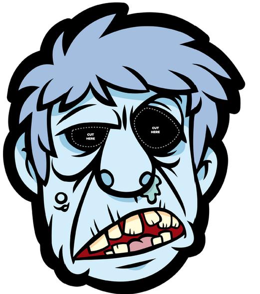 Recortables de dibujos de Halloween | Máscara de zombi