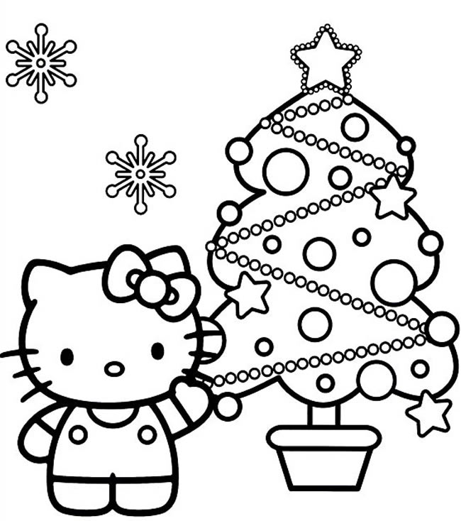 Hello Kitty con el árbol de Navidad