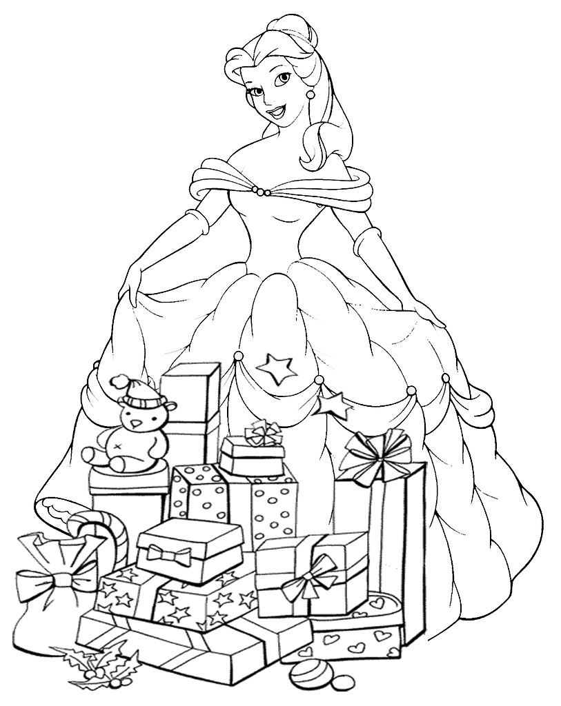 Dibujos para colorear: La Bella y la Bestia en Navidad | Dibujos para  cortar y colorear